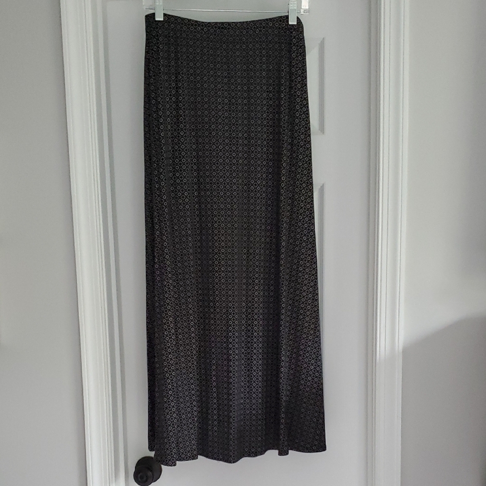 Chico's Black and Gray Maxi Skirt